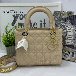 Lady Dior Medium Bag – Corda Beige Cannage Lambskin (23×19)