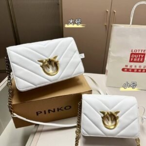 Pinko Classic Love Click Big Chevron Bag – White