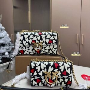 Pinko Love Bag – Heart Print Black