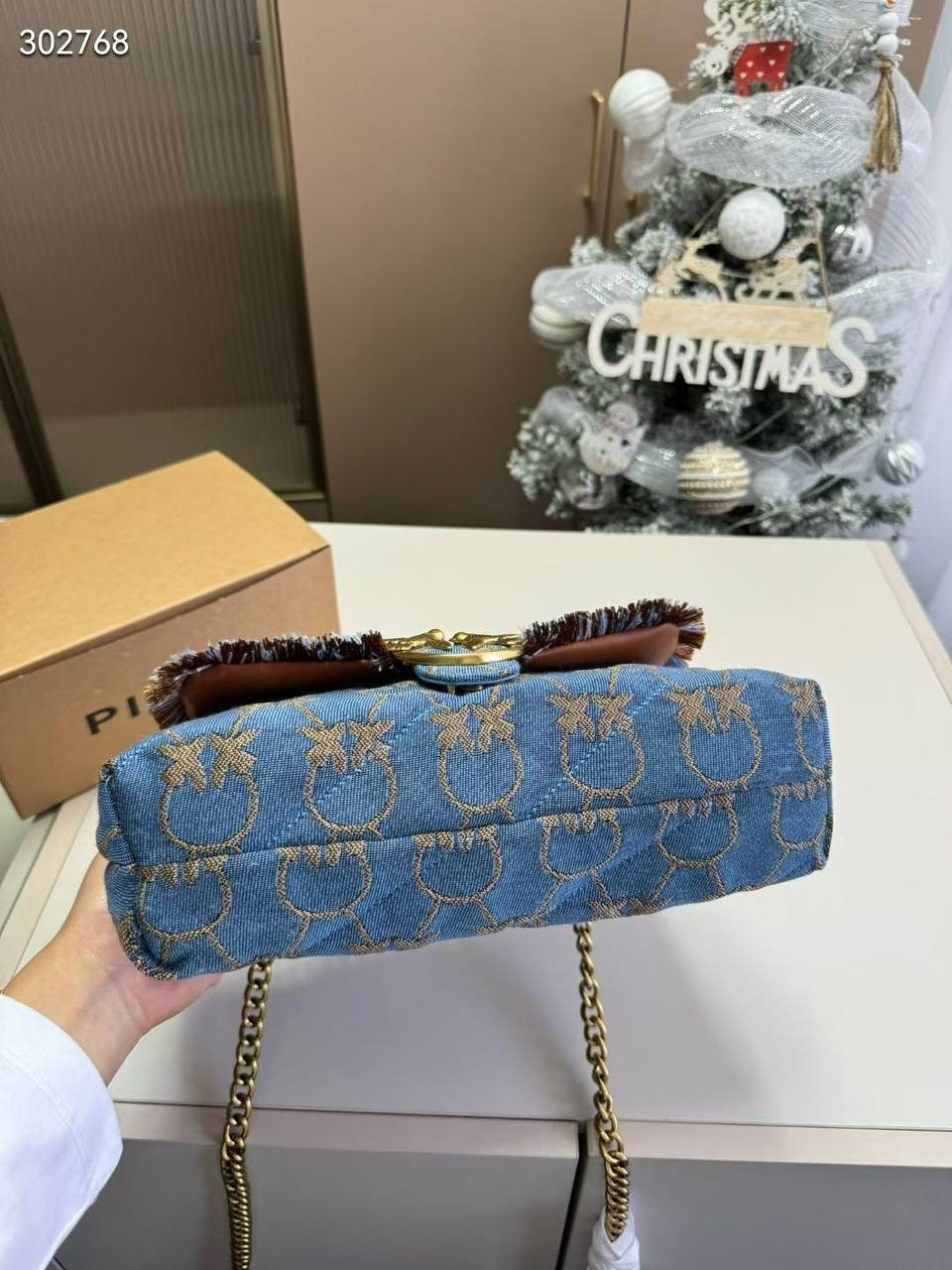 Pinko Love Classic Puff Denim Bag - Image 4