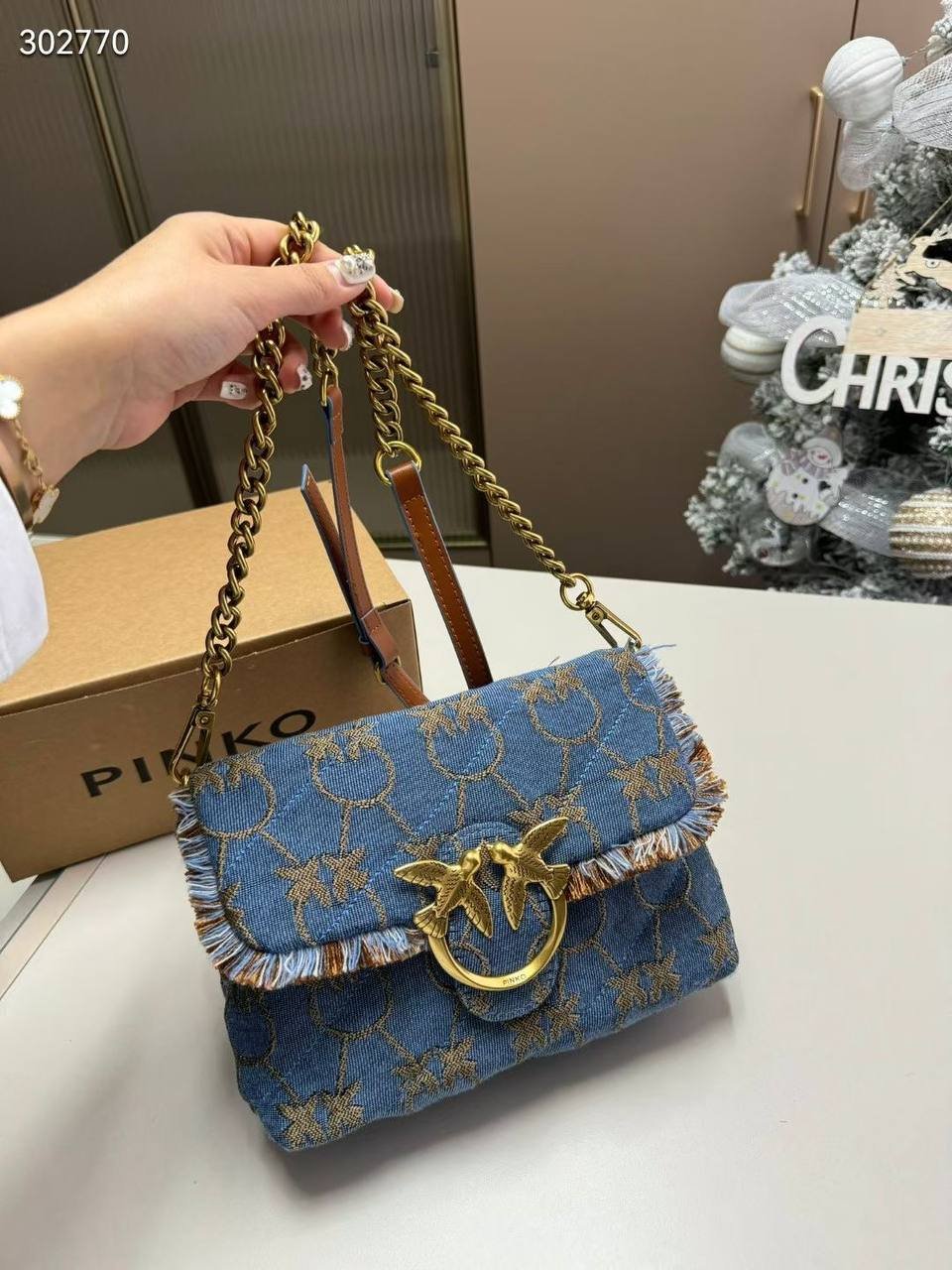 Pinko Love Classic Puff Denim Bag