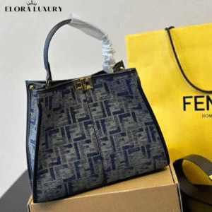 Fendi Peekaboo Medium Bag – Grey & Blue Classic Pattern 28*24