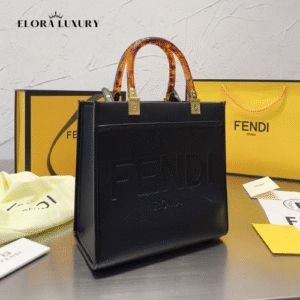 Fendi Sunshine Small Leather Bag – Black (25×23)